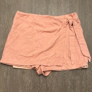PINK LILY LINEN BLEND PEACHY WRAP SKORT - Size Medium SKU:153